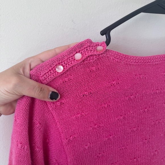 American Vintage Cottage Core Knit Handmade Pink Sweater Costal Grandma - Picture 5 of 10